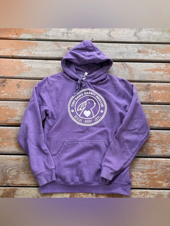 Tiny Paws Rabbit Rescue Purple Pullover Hoodie - Size Small - Picture 1 of 3